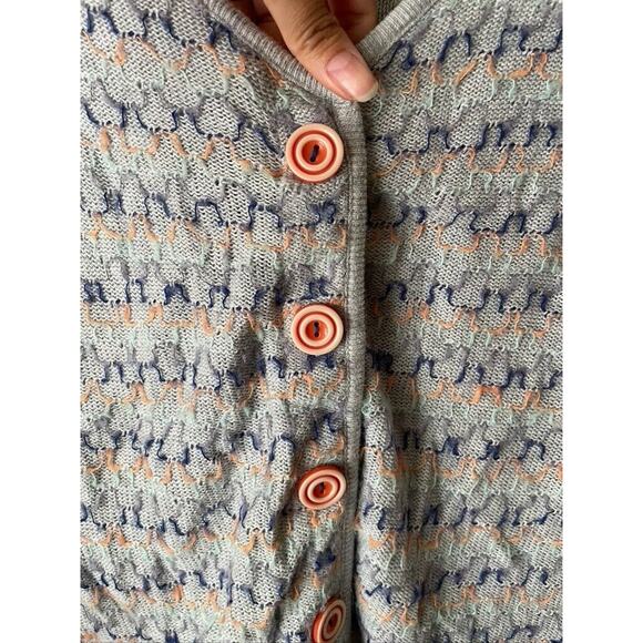 Anthropologie Sweater Small Women's Gray Spirited Stitches Knit Cardigan Button - Picture 4 of 9